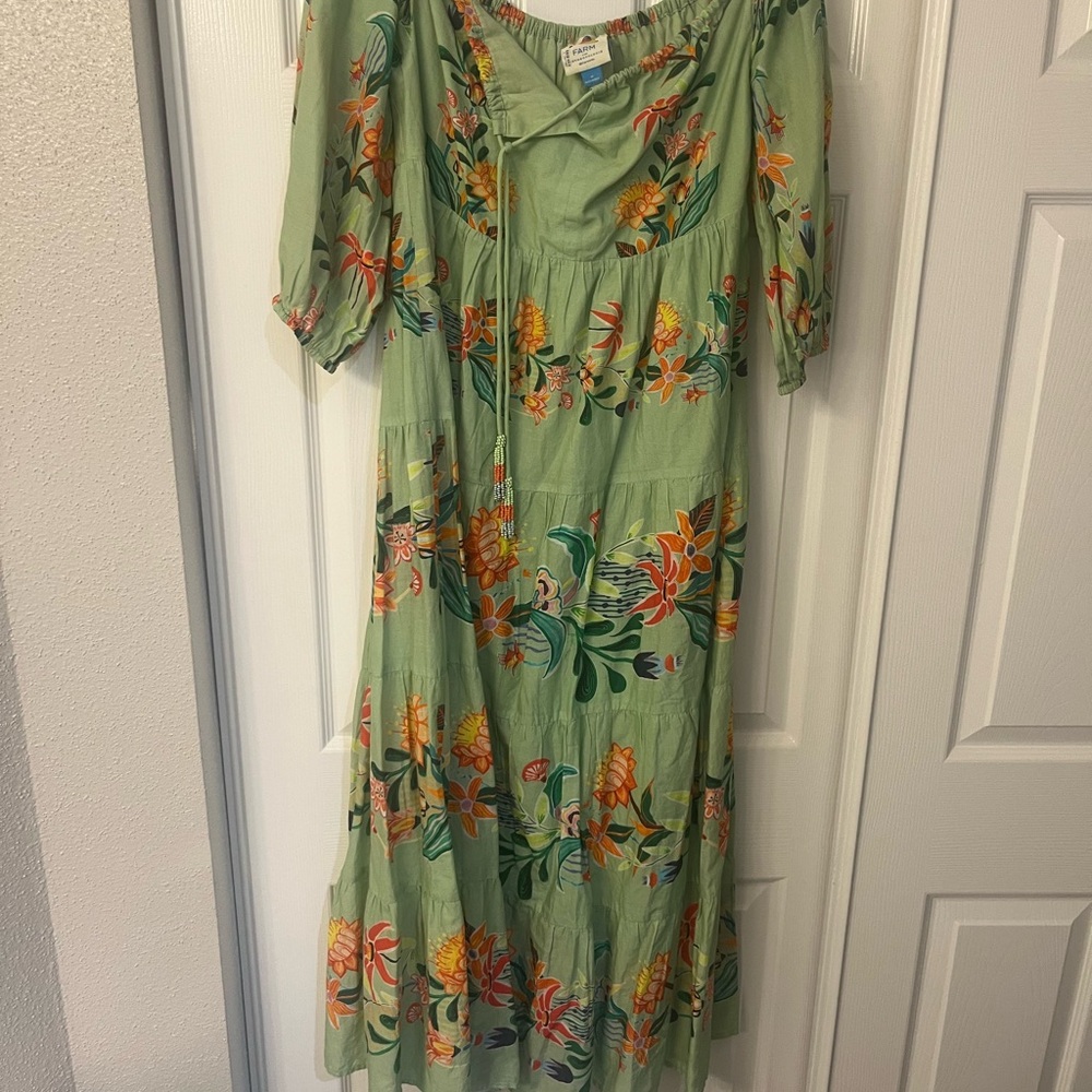 FARM Rio Green Floral Off the Shoulder Midi Dress - Picture 4 of 4